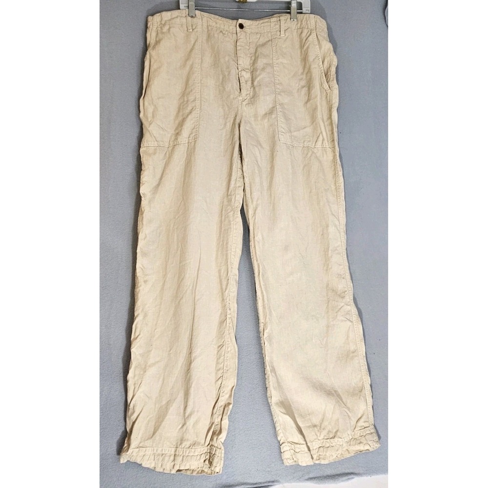 VICTORINOX Pants Mens 40 Swiss Army Utility 100% Linen Beige 40 X 32